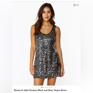 Romeo & Juliet Couture Black Silver Sequin Dress NWT Cocktail Party Mini Dress
